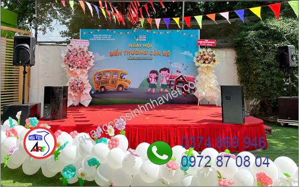 Hình ảnh thực tế backdrop sự kiện Trường Mầm Non Đom Đóm – Trảng Dài, Biên Hòa, Đồng Nai