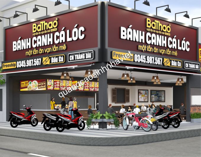 Bản vẽ bảng hiệu alu quán bánh canh cá lóc Ba Thao Biên Hòa