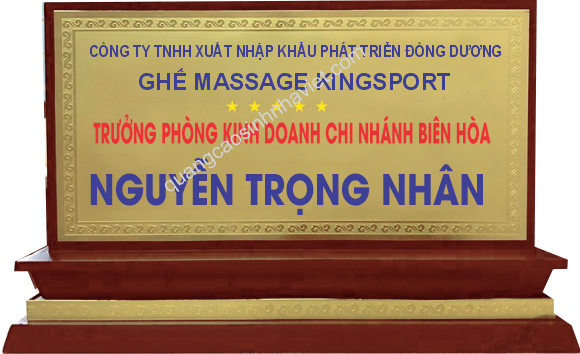 Biển chức danh sản xuất cho công ty ghế massage Kingsport chi nhánh Biên Hòa