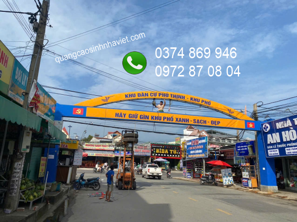 Thi công cổng chào khu phố Phú Thịnh – Phường Long Hưng – Đồng Nai