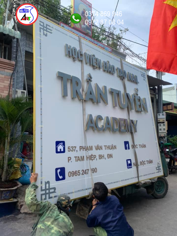 Bảng hiệu Alu chữ Inox LED âm cho Học Viện Đào Tạo Nail Trần Tuyền , Tam Hiệp, Biên Hòa