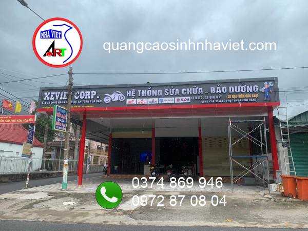 Thi công bảng hiệu alu chữ nổi đèn LED tiệm sửa xe tại Trảng Dài – Đồng Nai