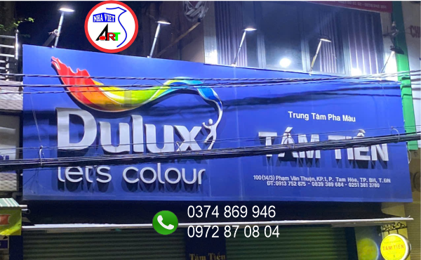 Bảng hiệu Alu chữ nổi Mica Dulux Tám Tiền tại Tam Hiệp, Biên Hòa.