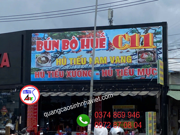 Bảng hiệu quán bún bò Huế C11 tại khu vực Cổng 11, Long Hưng, Biên Hòa  – Đồng Nai