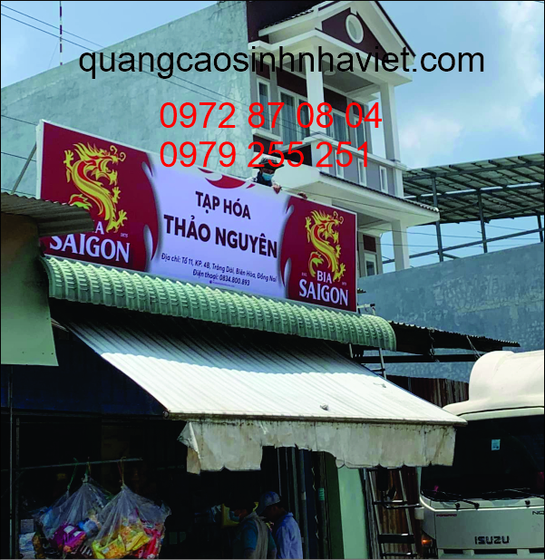 Thi công bảng hiệu bạt Hiflex tiệm tạp hóa Thảo Nguyên tại Trảng Dài – Đồng Nai