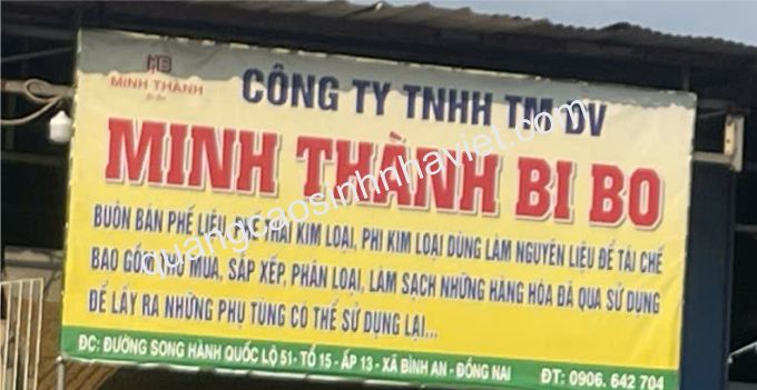 Bảng hiệu bạt hiflex công ty Minh Thành xã Bình An