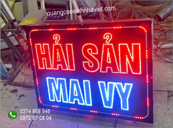 sản xuất bảng biệu led mini cho hải sản mai vi chợ k8 long bình, Biên Hòa, đồng nai