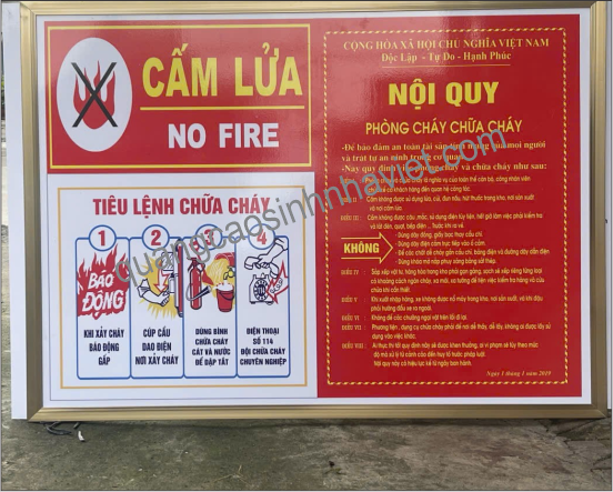 Bảng nội quy PCCC công ty OT Motor Vina tại Nhơn Trạch, Đồng Nai