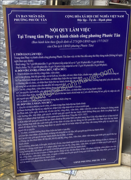 Bảng nội quy công ty in UV trên alu cho phường Phước Tân tại Đồng Nai