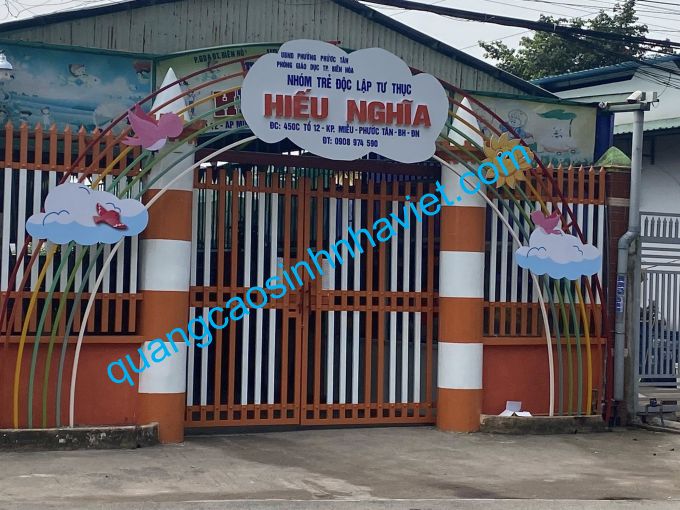 Bảng hiệu alu chữ nôi mầm non hiếu nghĩa phước tân, Biên Hòa - Đồng Nai