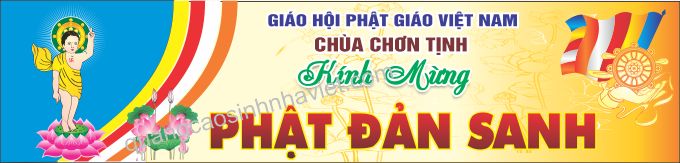 Mẫu băng rôn Phật Đản cho chùa Chơn Tịnh Biên Hòa