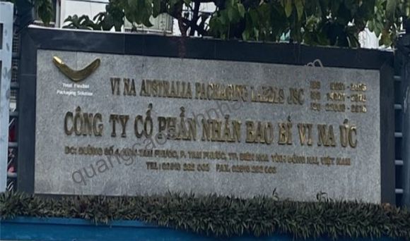 bảng tên công ty chữ nổi inox ,  công ty cổ phần nhãn VI NA ÚC, KCN Tam Phước -  Biên Hòa