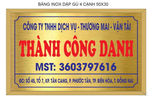Bảng tên công ty inox dập gù 4 cạnh tại Đồng Nai – Thành Công Danh