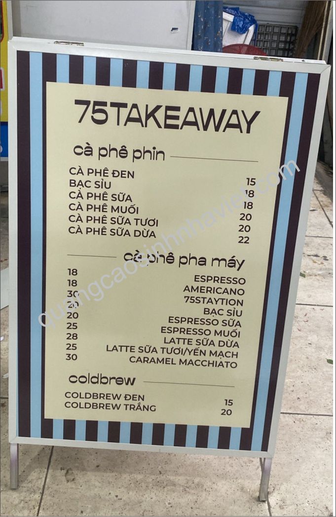 Làm bảng tôn chữ A ca phê mang đi tại Long Thành