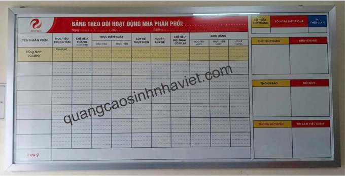 Bảng viết kính 2 lớp dán decal ngược Công Ty TNHH Trần Tuyết Mai Long Khánh Đồng Nai