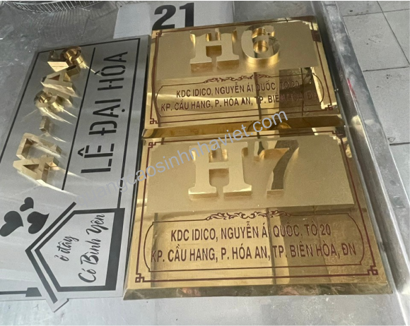 Bảng tên công ty Inox 304, Màu vàng ánh kim hoặc màu xám tại Đồng nai