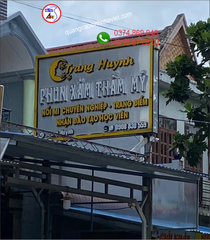 Hộp đèn chữ nổi mica Trương Huỳnh phun xăm thẩm mỹ tại Chợ Điều, Long Bình, Biên Hòa – Đồng Nai