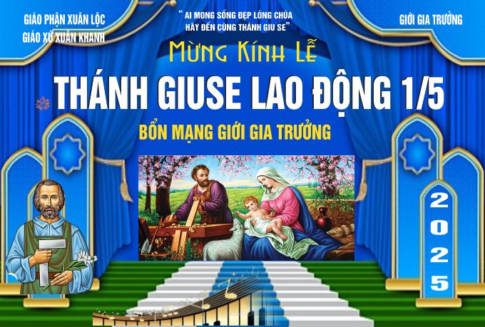 thiết kế và in ấn phông lế Thánh Giuse Lao Động cho Giaos xứ Xuân Khanh, Đồng Nai