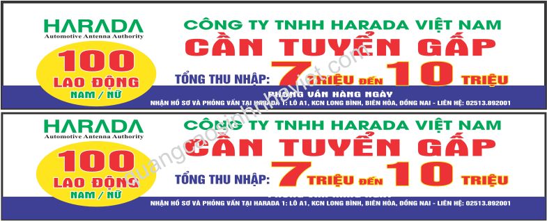 Mãu in băng rôn tuyển dụng cho công ty harada biên hòa