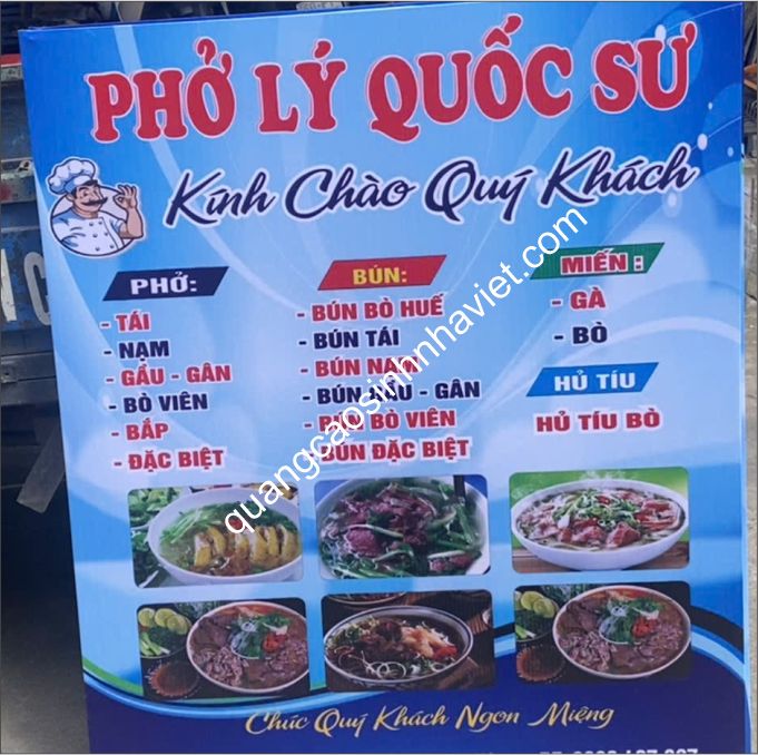 In bạt hiflex làm bảng hiệu Phở Lý Quốc Sư, Biên Hòa - Đồng Nai