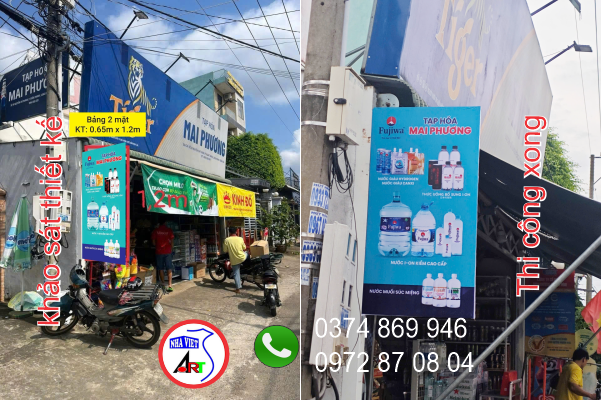 Khảo sát và thi công bảng hiệu nước uống Fujiwa tại Long Khánh