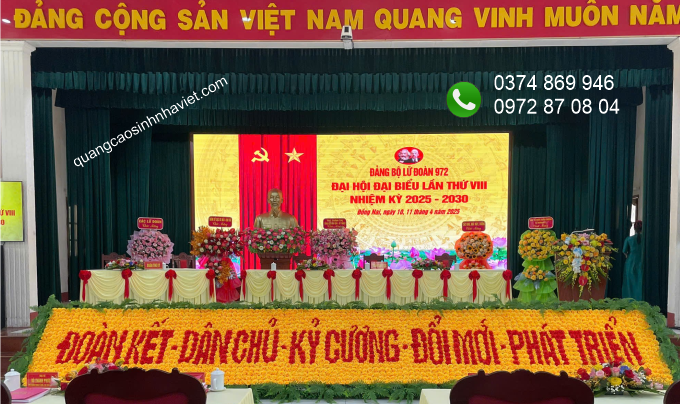 Làm backdrop in bạt Hiflex cho sự kiện Đại hội tại Đồng Nai – Quảng Cáo Sinh Nhà Việt