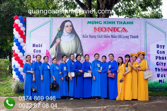 Làm backdrop Công Giáo mừng kính Thánh Monica tại Long Thành – Quảng Cáo Sinh Nhà Việt