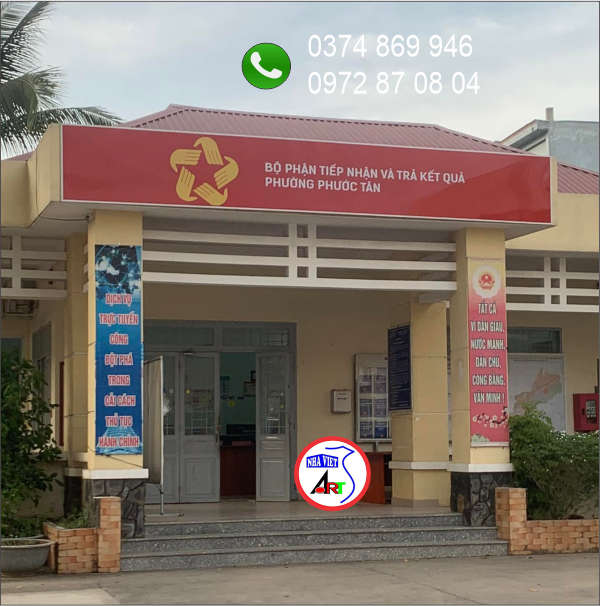 Làm bảng hiệu tôn dán decal tại trụ sở UBND Phường Phước Tân, Đồng Nai