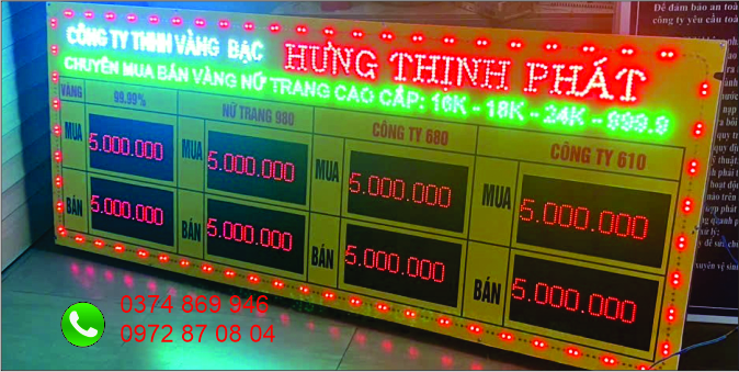 led ma trận thay đổi được nội dung cho tiệm vàng