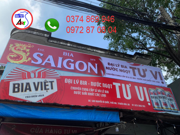 Thi công lắp đặt bảng hiệu đại lý bia Sài Gòn – Bia Việt tại phường Hố Nai, Biên Hòa -  Đồng Nai