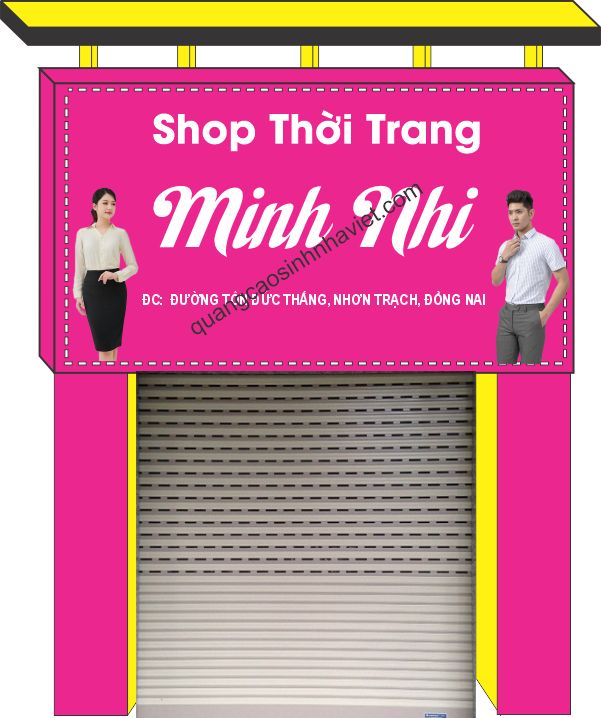 Mẫu thiết kế bảng hiệu alu thời trang Minh Nhi tại Nhơn Trạch