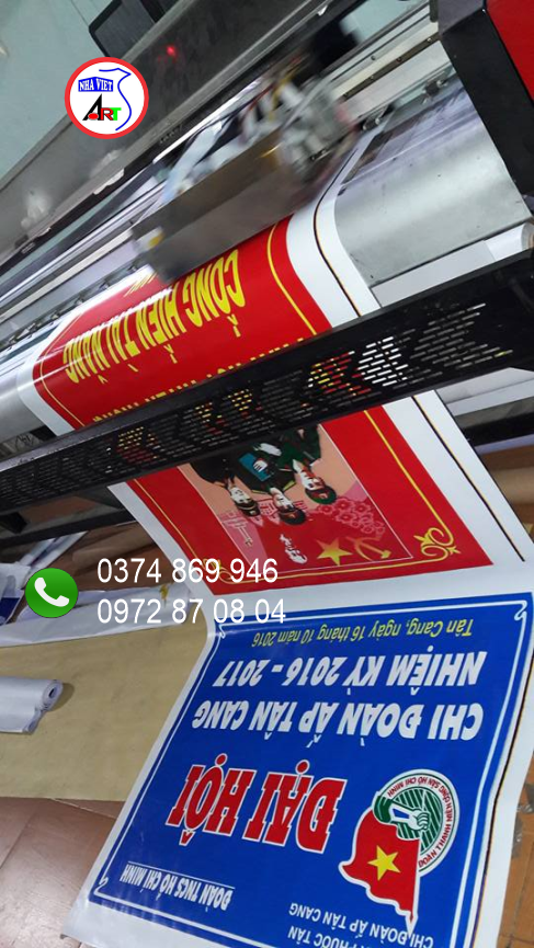 Máy in kỹ thuật số Sinh Nhà Việt đang in ấn cho Đại hội Chi đoàn Khu phố Tân Cang, Phước Tân, Đồng Nai