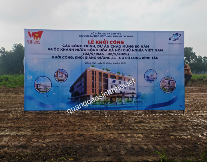 Thi công backdrop lễ khởi công tại Biên Hòa – Đồng Nai