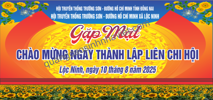 thi công backrop cho  hội truyền thống Trường Sơn, chi nhánh Lộc Ninh
