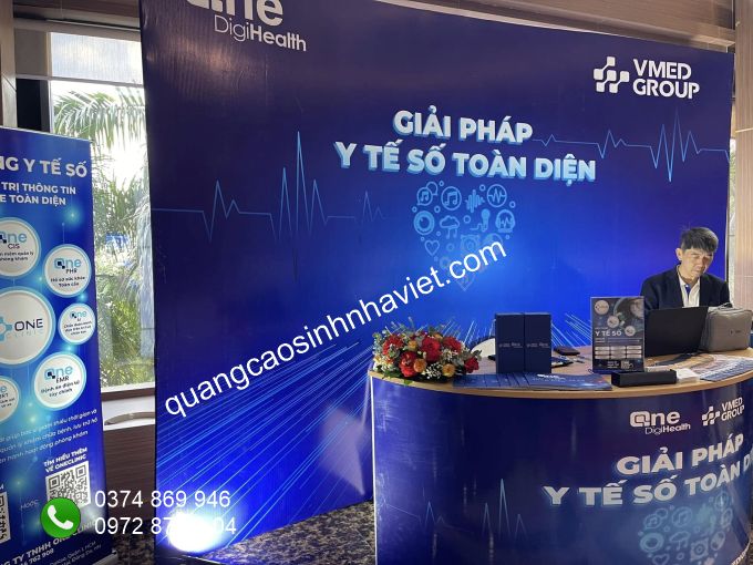 Thi công backdrop sự kiện y tế số tại Central Park Biên Hòa – Quảng Cáo Sinh Nhà Việt