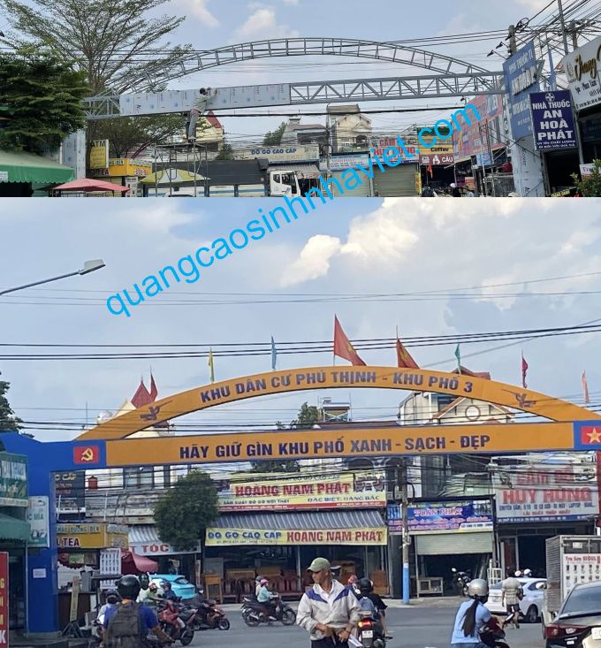 Thi công cổng trào alu khu phố 3, long bình tân, biên hòa, Đồng Nai