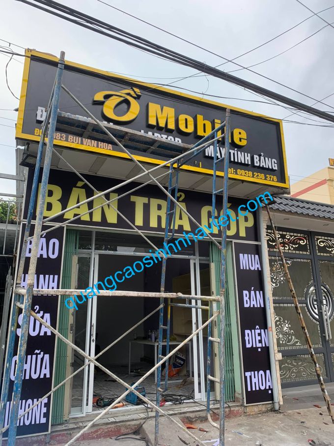 thi công biển hiệu alu chữ nôi cho của hàng ồ mobile biên hòa - Đồng Nai