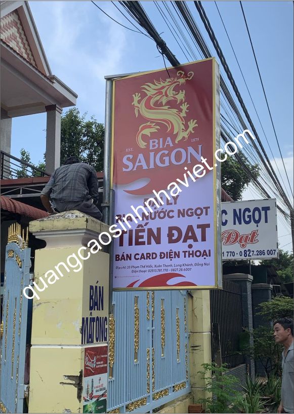 Thi công hộp đèn cho công ty bia Sài gòn tặng đại lý Tiến Đạt, Long Khánh