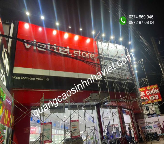 Thi công bảng hiệu Viettel Store tại Biên Hòa, Đồng Nai – Quảng Cáo Sinh Nhà Việt