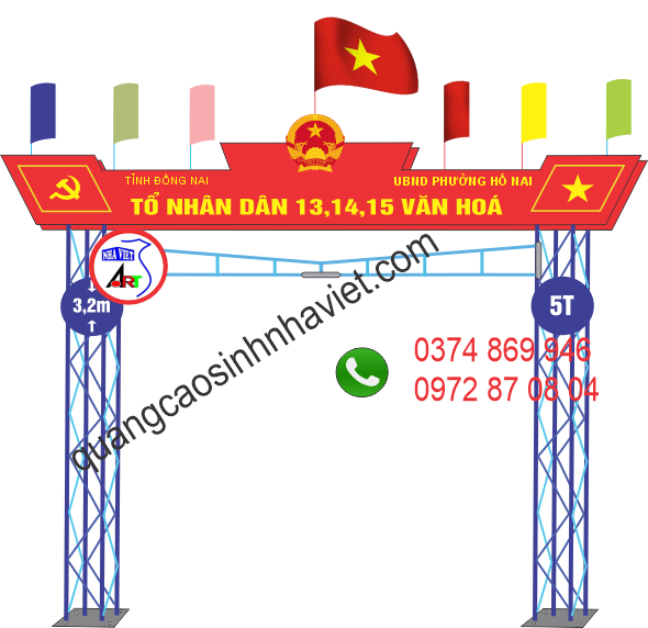 Mẫu thiết kế cổng chào Tổ Nhân Dân Phường Hố Nai - Biên Hòa - Đồng Nai