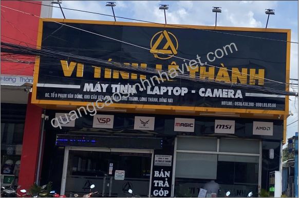 tư vẫn làm bảng hiệu alu chữ nổi cho vi tính Lê Thành tại Biên Hòa