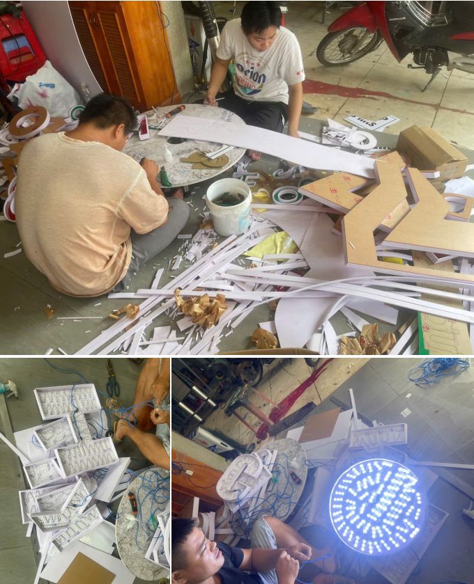 uốn chữ nổi mica, đi led âm tại xưởng quảng cáo Sinh Nhà Việt Đồng Nai